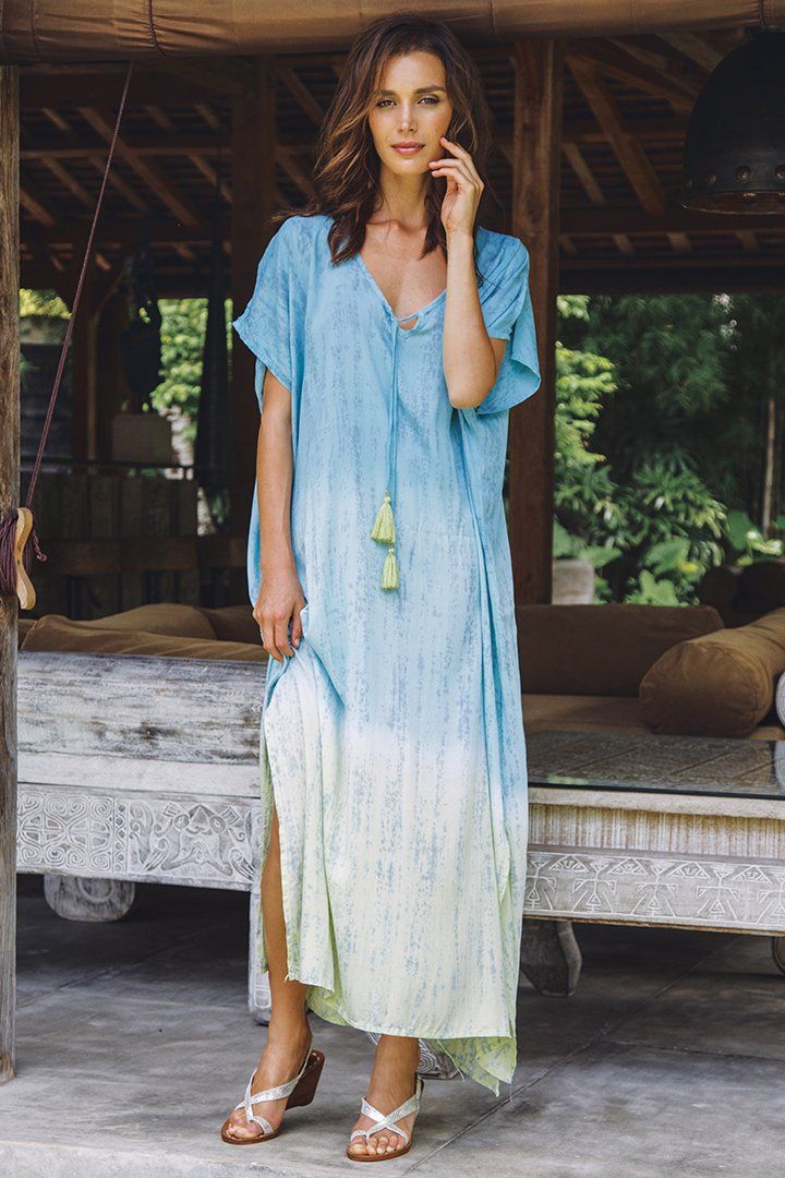 maxi caftan dress Paradise State of Mind in Retro Palms, Size XL and golden yellow Women's White kaftan dress by