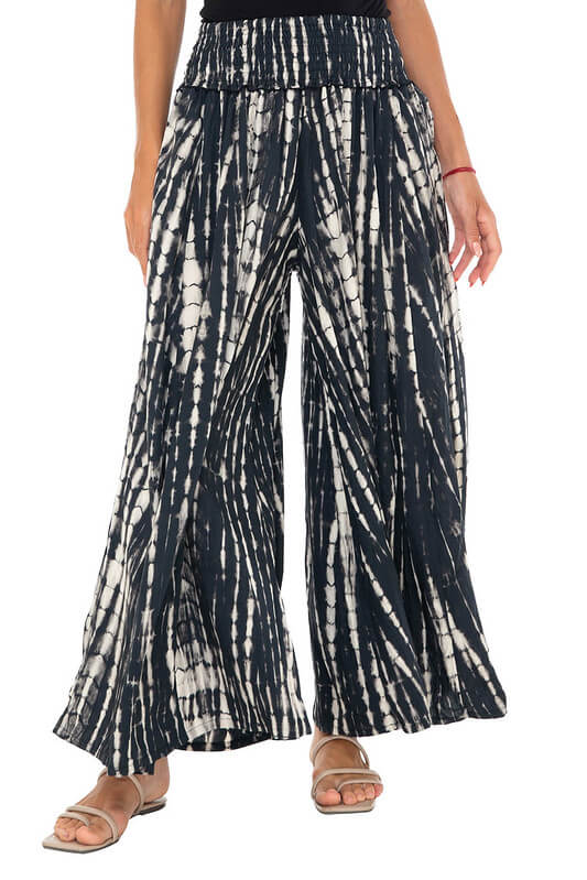 SHU-SHI Flowy Palazzo Pants for Women - Wide Leg, Elastic Waistband, Layered Style, Side Pockets - Love ShuShi