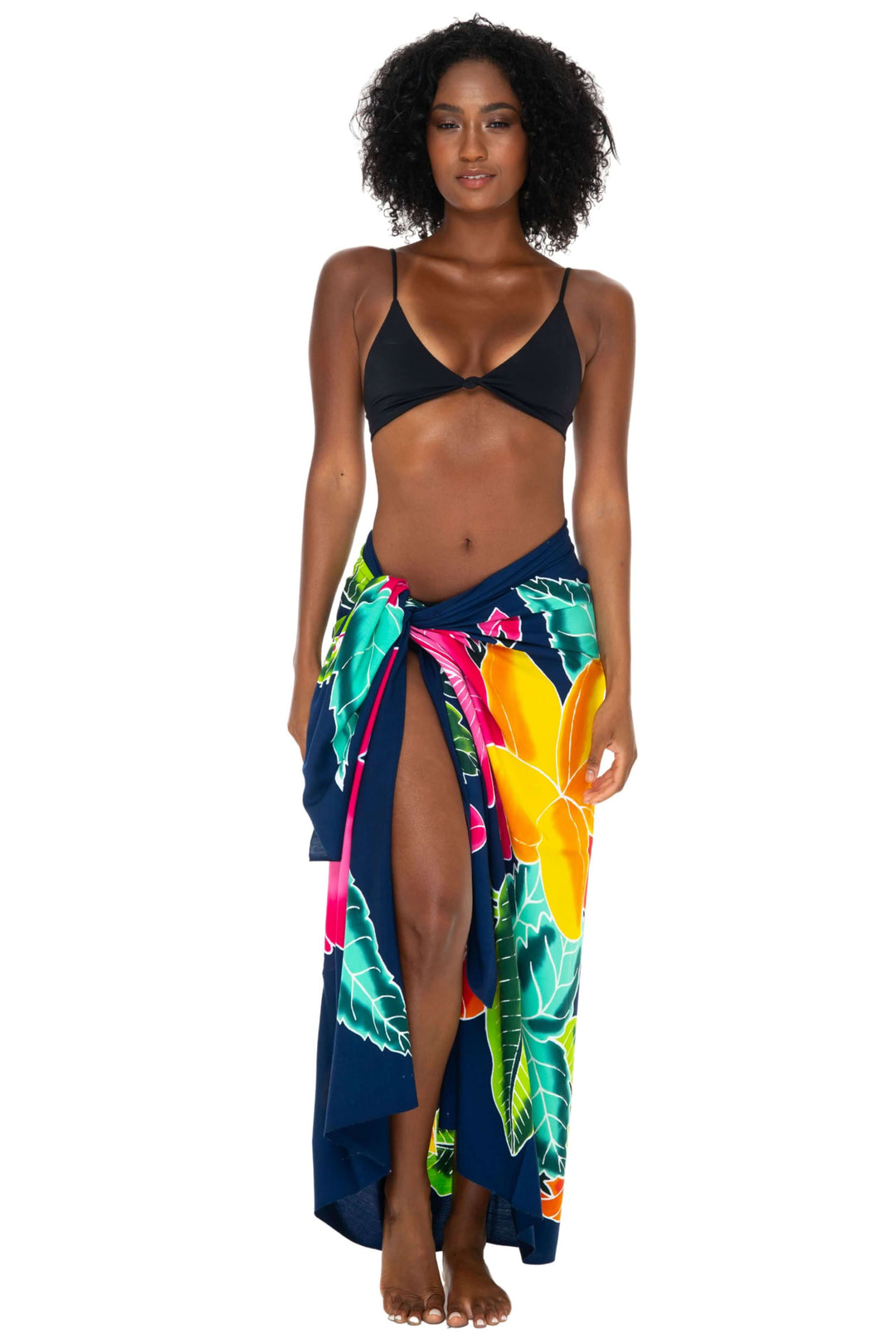Hand-Painted Floral Sarong Wrap - Beach Cover-Up by SHU-SHI - Love ShuShi