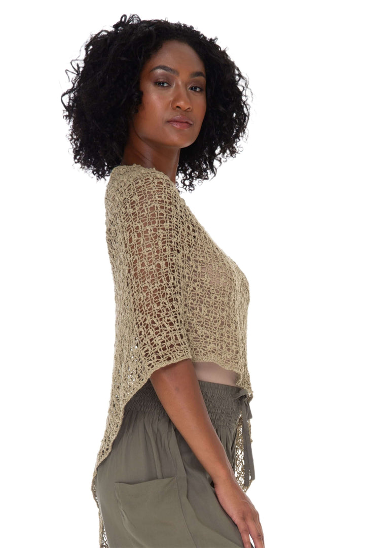 Open-Knit Popcorn Poncho - Lightweight Cover-Up by SHU-SHI - Love ShuShi