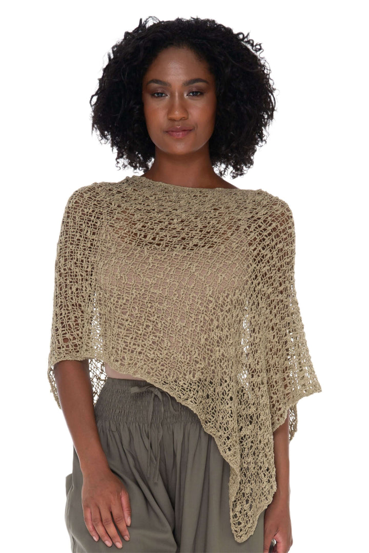 Open-Knit Popcorn Poncho - Lightweight Cover-Up by SHU-SHI - Love ShuShi
