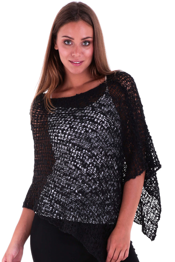 Open-Knit Popcorn Poncho - Lightweight Cover-Up by SHU-SHI - Love ShuShi