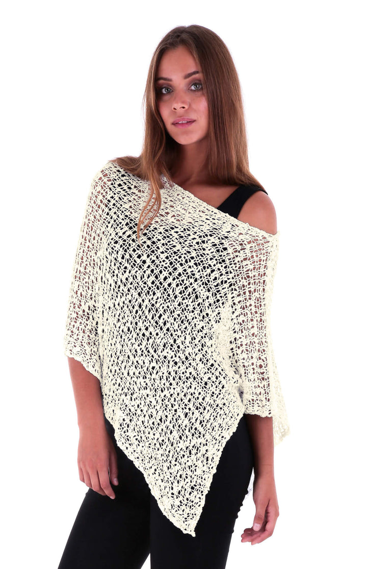 Open-Knit Popcorn Poncho - Lightweight Cover-Up by SHU-SHI - Love ShuShi