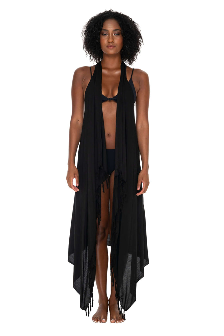 Lightweight Long Sarong Vest Kimono Beach Cover-Up - Love ShuShi