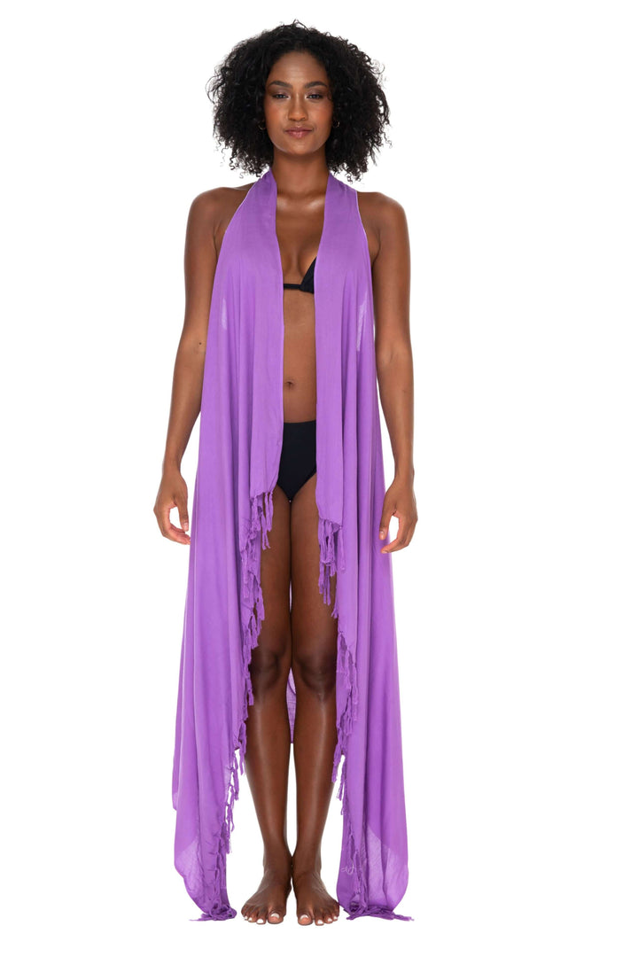 Lightweight Long Sarong Vest Kimono Beach Cover-Up - Love ShuShi