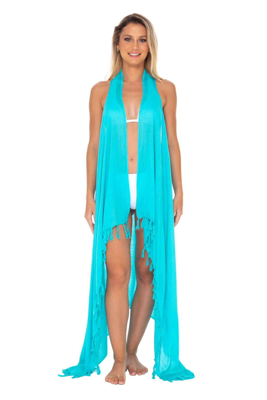 Lightweight Long Sarong Vest Kimono Beach Cover-Up - Love ShuShi