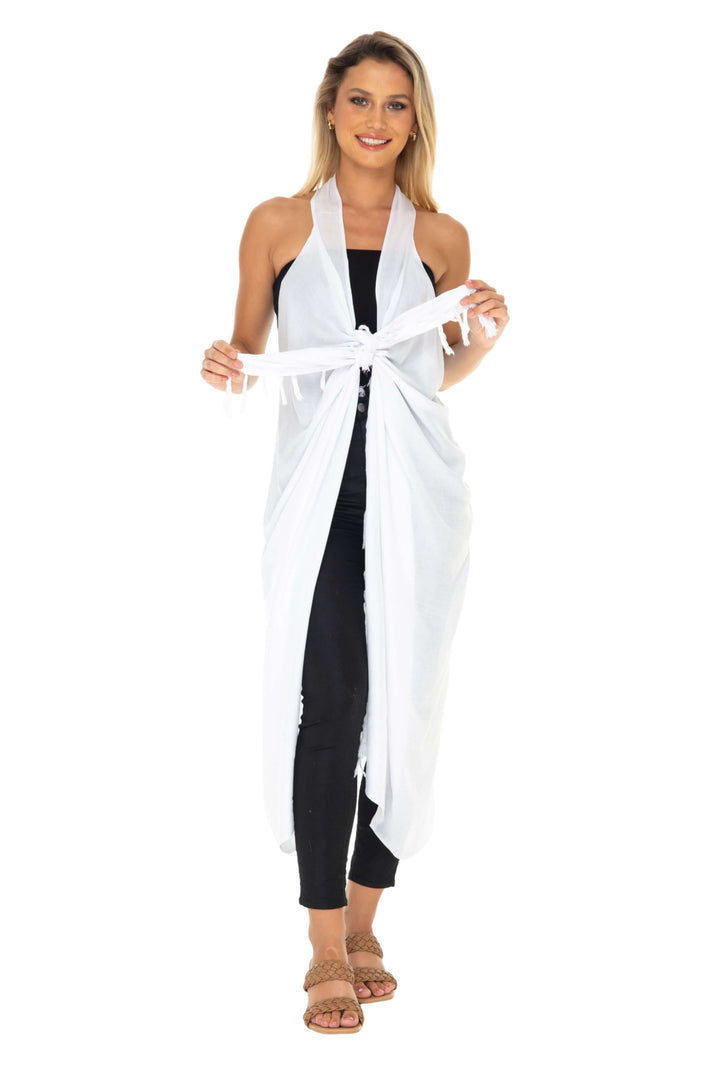 Lightweight Long Sarong Vest Kimono Beach Cover-Up - Love ShuShi