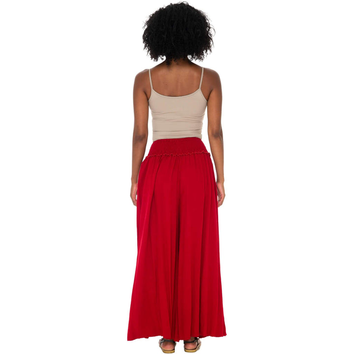SHU-SHI Flowy Palazzo Pants for Women - Wide Leg, Elastic Waistband, Layered Style, Side Pockets - Love ShuShi
