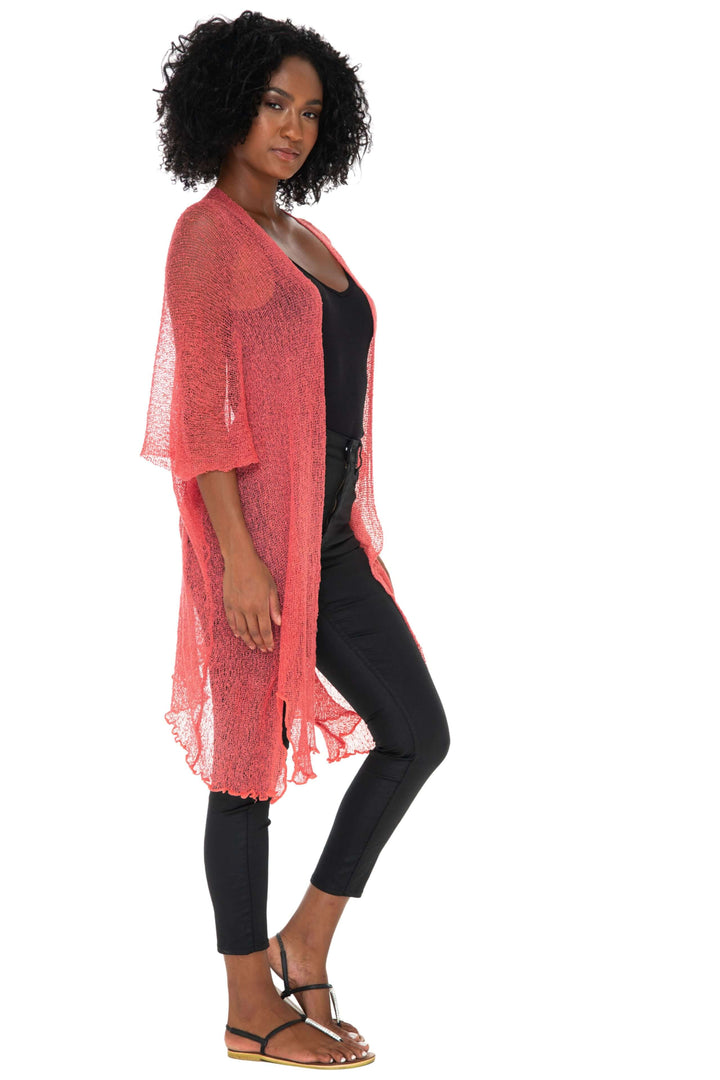 Wide Sheer Kimono Cardigan - Open Front Cover-Up by SHU-SHI - Love ShuShi