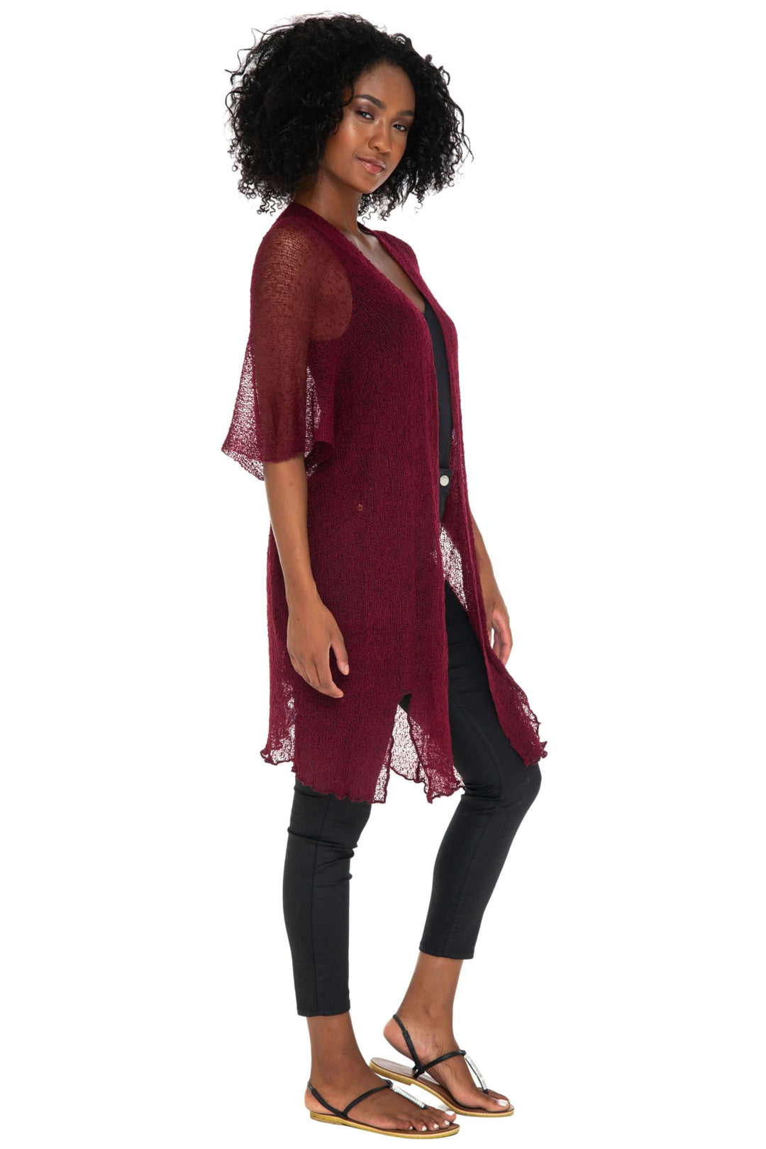 Wide Sheer Kimono Cardigan - Open Front Cover-Up by SHU-SHI - Love ShuShi