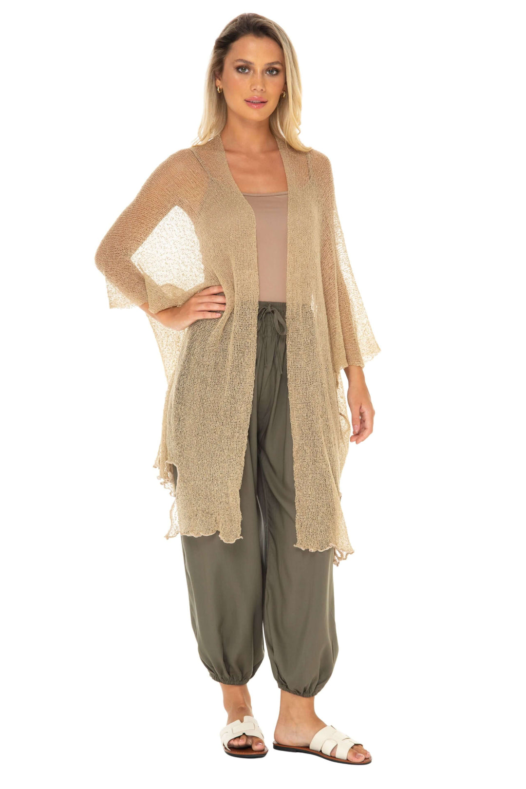 Wide Sheer Kimono Cardigan - Open Front Cover-Up by SHU-SHI - Love ShuShi
