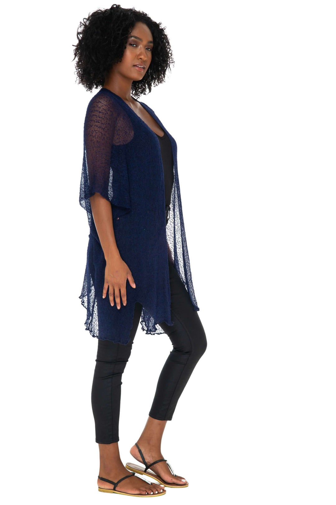 Wide Sheer Kimono Cardigan - Open Front Cover-Up by SHU-SHI - Love ShuShi