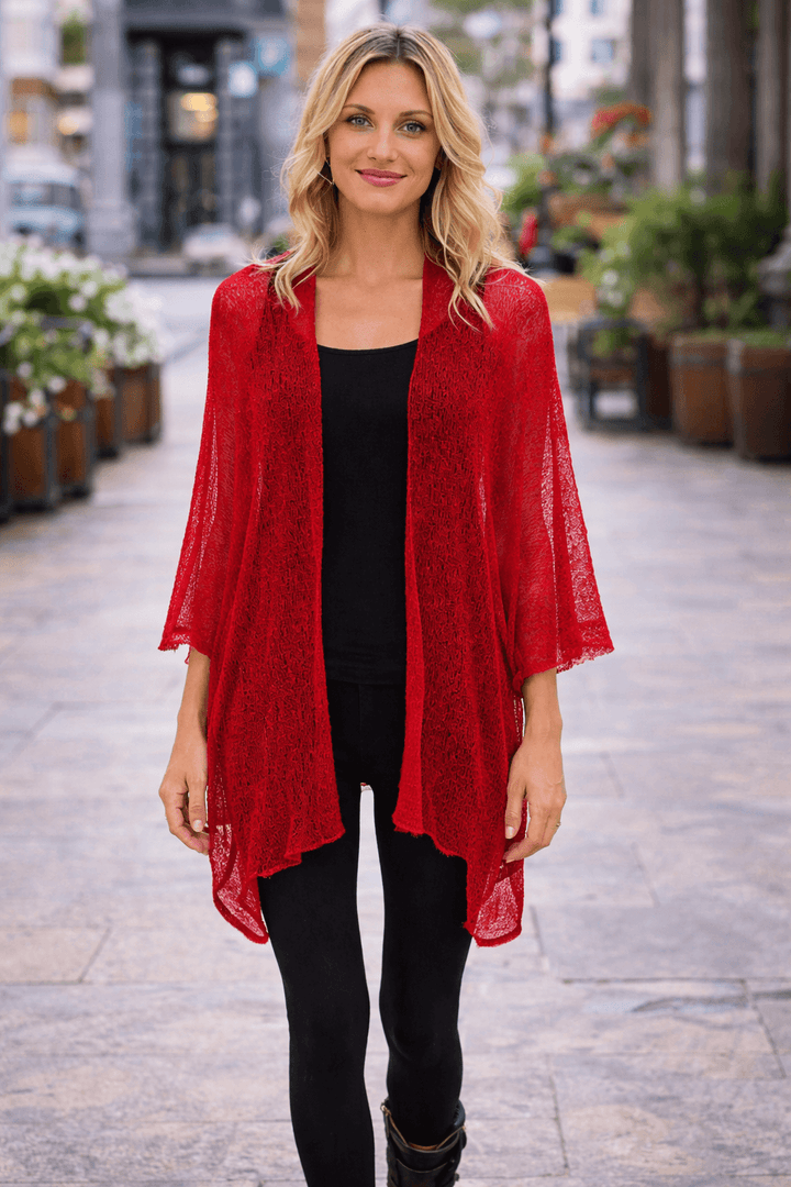 Wide Sheer Kimono Cardigan - Open Front Cover-Up by SHU-SHI - Love ShuShi