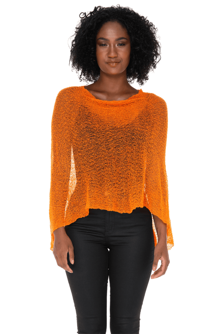Sheer Knit Poncho Shrug - Lightweight Cover-Up by SHU-SHI