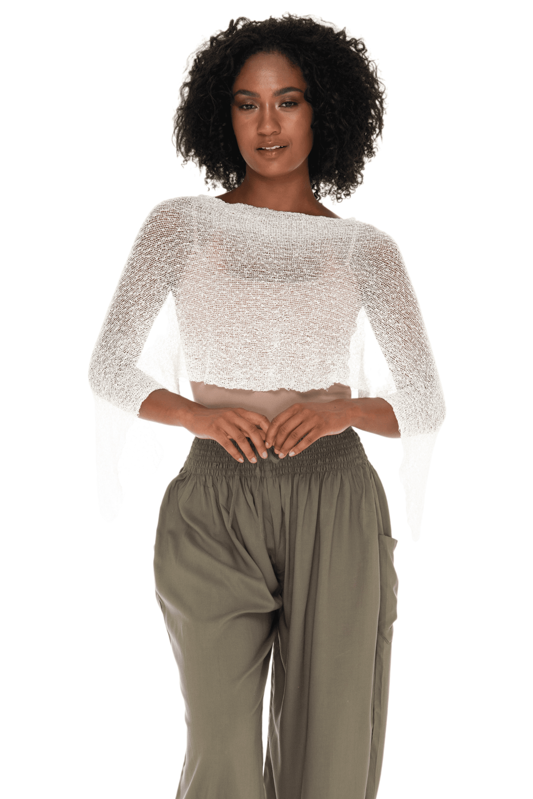 Sheer Knit Poncho Shrug - Lightweight Cover-Up by SHU-SHI