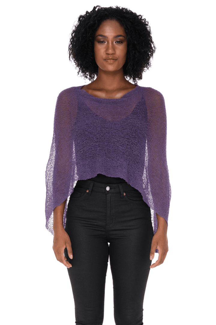 Sheer Knit Poncho Shrug - Lightweight Cover-Up by SHU-SHI