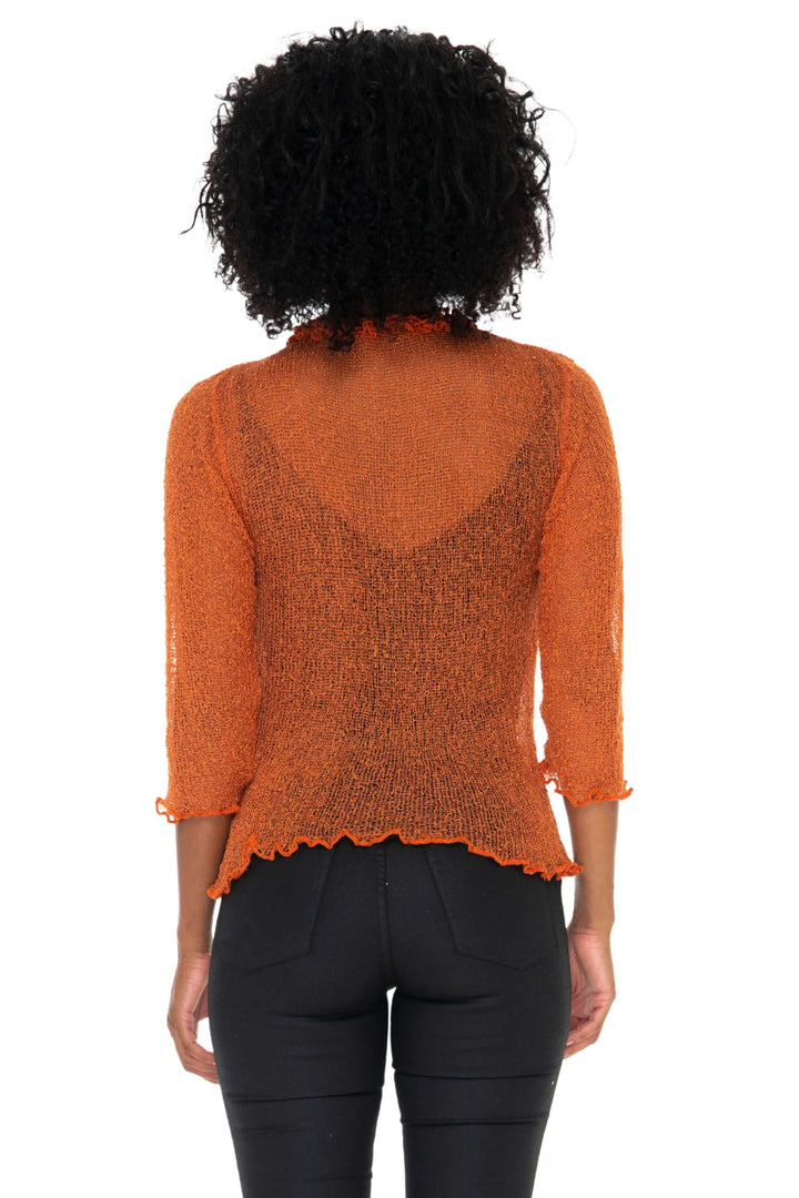 Ruffled Sheer Shrug Cardigan - Lightweight Knit by SHU-SHI - Love ShuShi
