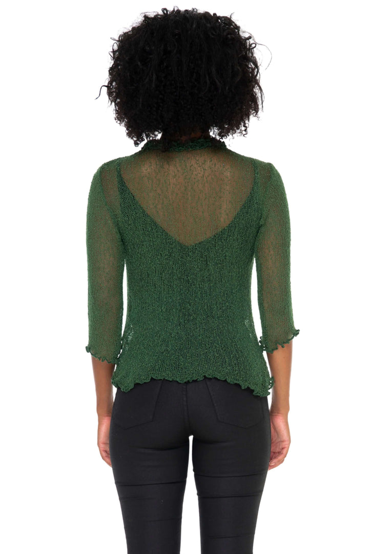 Ruffled Sheer Shrug Cardigan - Lightweight Knit by SHU-SHI - Love ShuShi