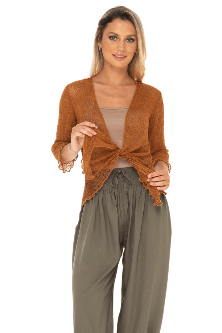Sheer Shrug - Lightweight Knit Cardigan by SHU-SHI
