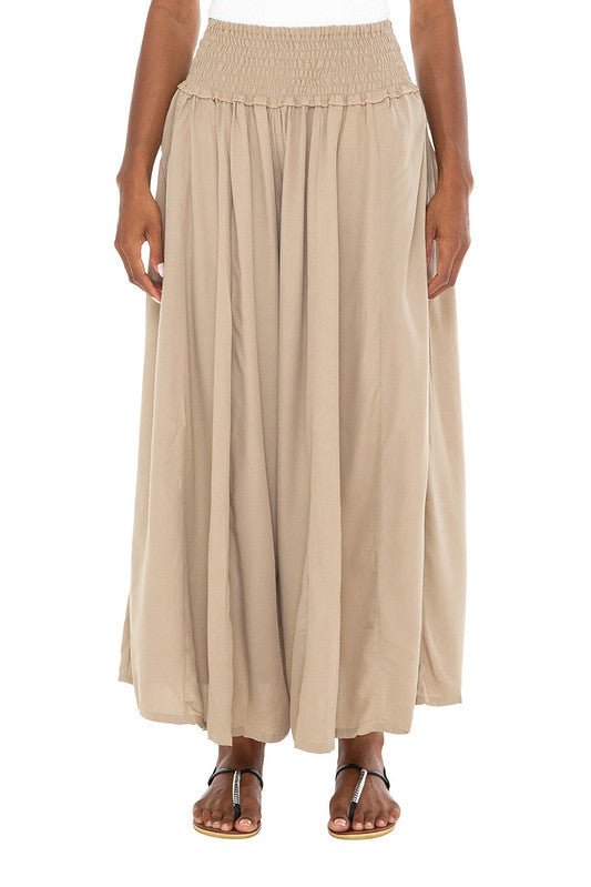 SHU-SHI Flowy Palazzo Pants for Women - Wide Leg, Elastic Waistband, Layered Style, Side Pockets - Love ShuShi