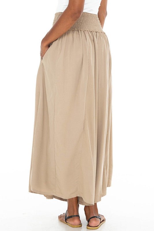 SHU-SHI Flowy Palazzo Pants for Women - Wide Leg, Elastic Waistband, Layered Style, Side Pockets - Love ShuShi