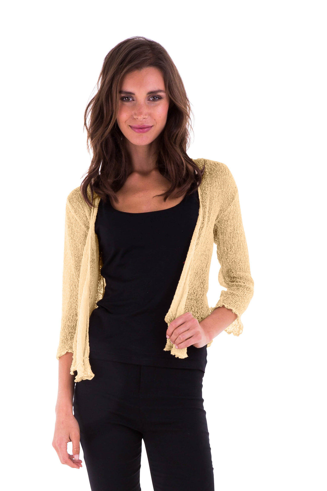 Knitted Tie Top Sheer Shrug - LOVE SHU SHI