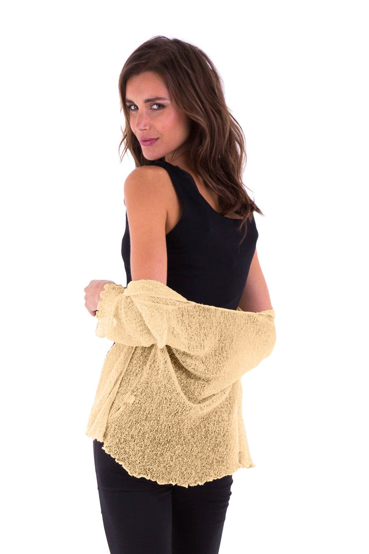 Knitted Tie Top Sheer Shrug - LOVE SHU SHI
