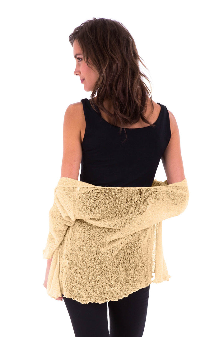 Knitted Tie Top Sheer Shrug - LOVE SHU SHI
