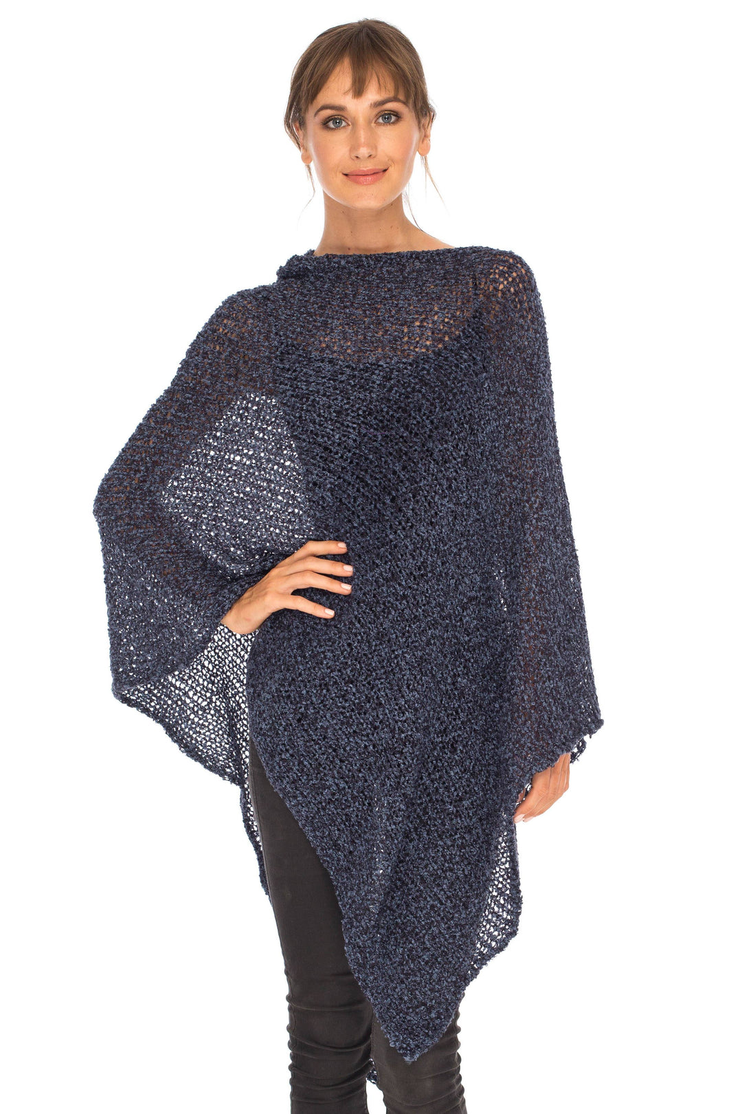 SHU-SHI Womens Cozy Poncho Shrug Lightweight Knit Pullover Sweater Top Coverup Shawl - Love ShuShi
