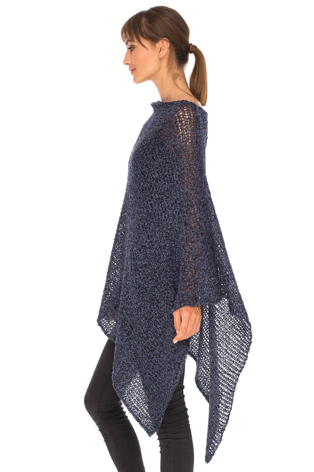SHU-SHI Womens Cozy Poncho Shrug Lightweight Knit Pullover Sweater Top Coverup Shawl - Love ShuShi
