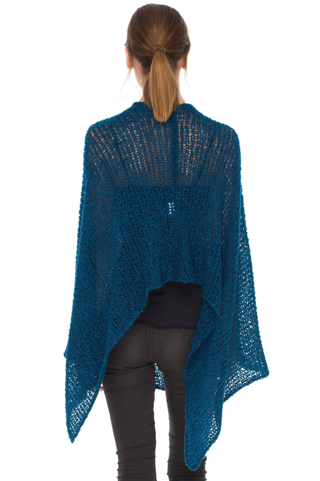 SHU-SHI Womens Cozy Poncho Shrug Lightweight Knit Pullover Sweater Top Coverup Shawl - Love ShuShi