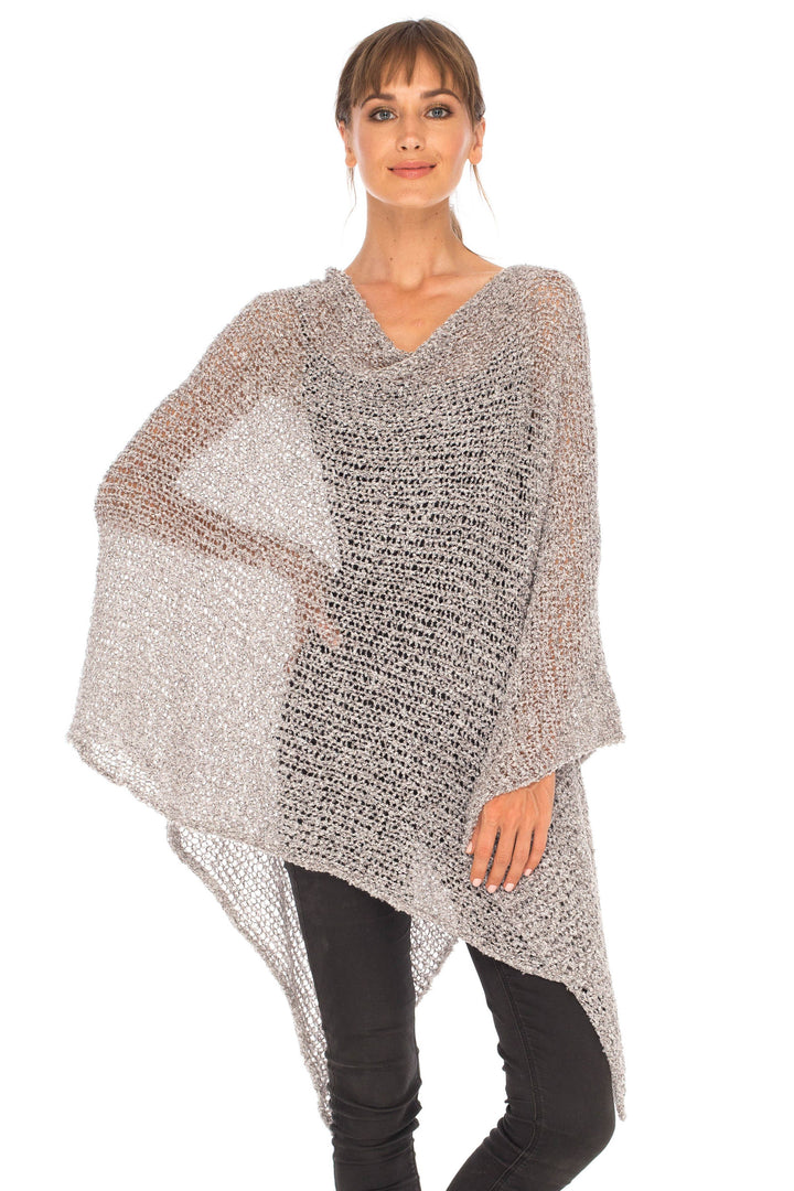 SHU-SHI Womens Cozy Poncho Shrug Lightweight Knit Pullover Sweater Top Coverup Shawl - Love ShuShi
