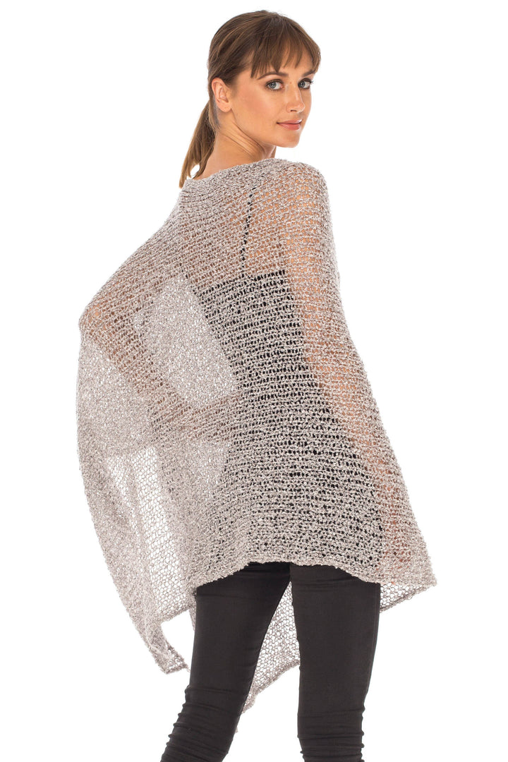 SHU-SHI Womens Cozy Poncho Shrug Lightweight Knit Pullover Sweater Top Coverup Shawl - Love ShuShi